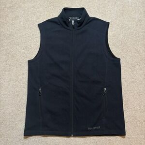 Marmot Vest Mens Large Black Fleece Full Zip Wilson Perumal Logo Outdoor Casual
